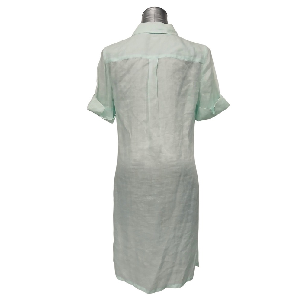Chicos Mint Green Ramie Lyocell Tunic Shirt Dress Oversized Sz Sm Casual Chic - Picture 2 of 5